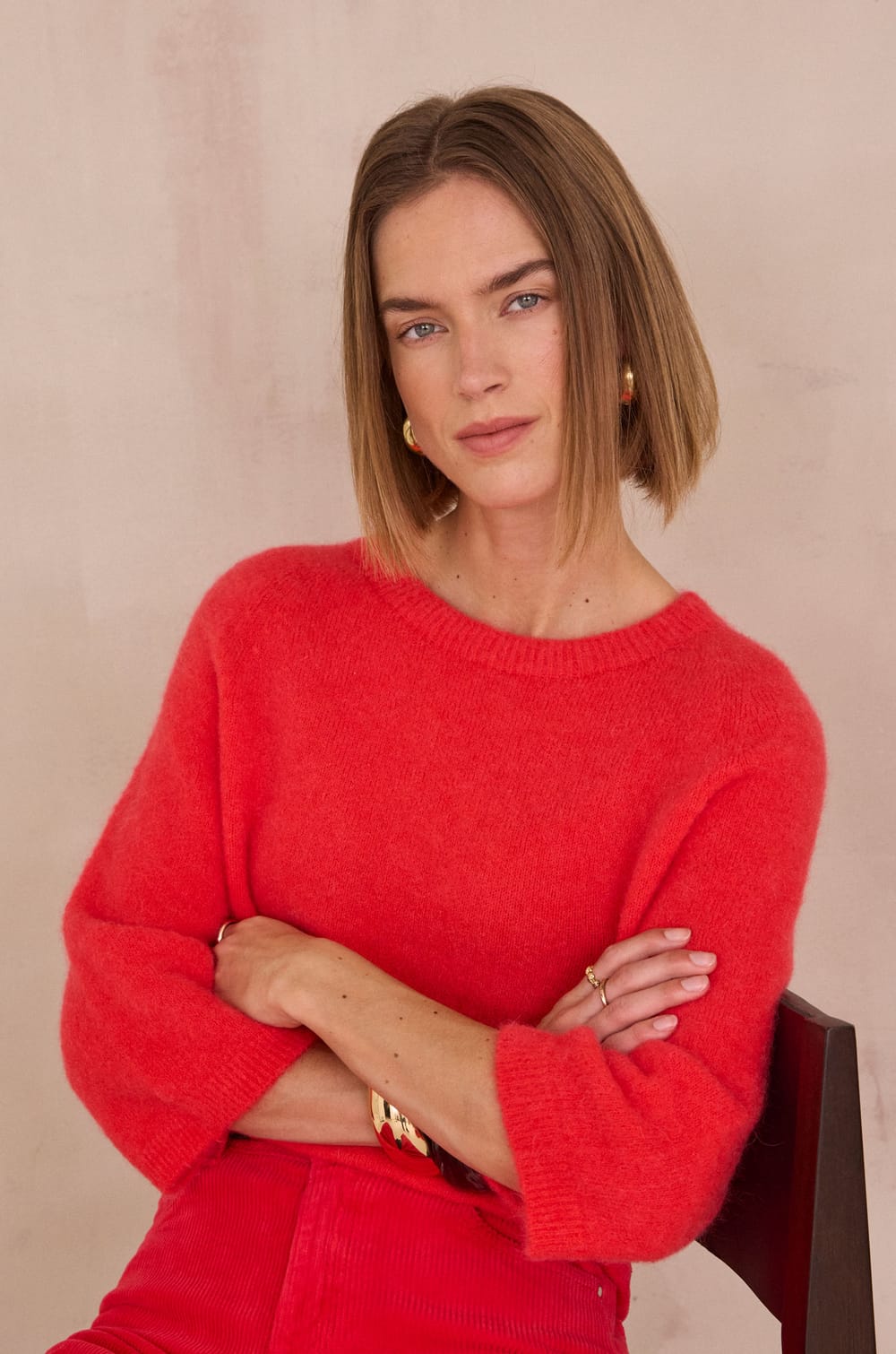 PHOEBE 3/4 sleeve jumper;${refinementColor}