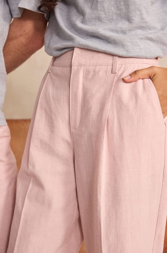 Unisex wide trousers in blended linen POIVRE;${refinementColor}