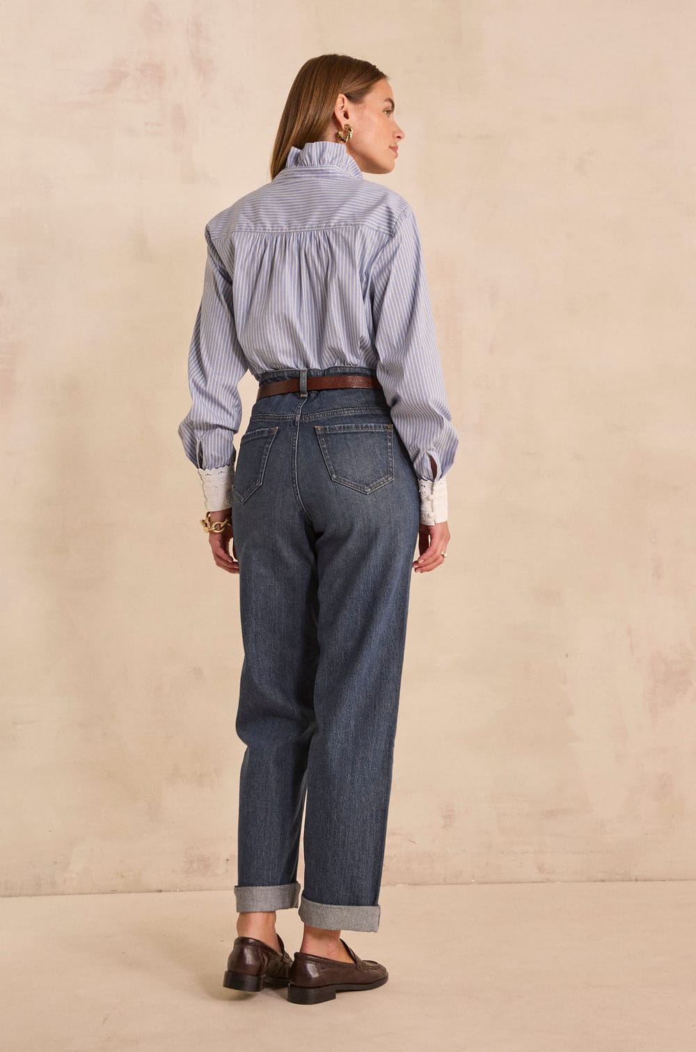 AGATHE cotton wide pants;${refinementColor}