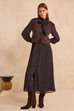Flowy polka dot dress PRISCA;${refinementColor}