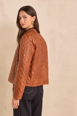 Cinnamon quilted leather jacket BETSY;${refinementColor}