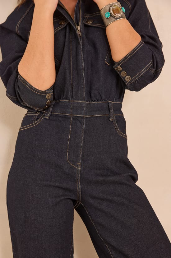 SOLENE mixed cotton denim jacket;${refinementColor}