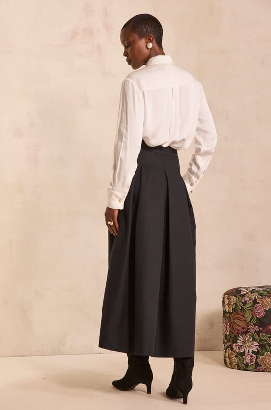 Pleated cotton blend skirt ETINCELLE;${refinementColor}