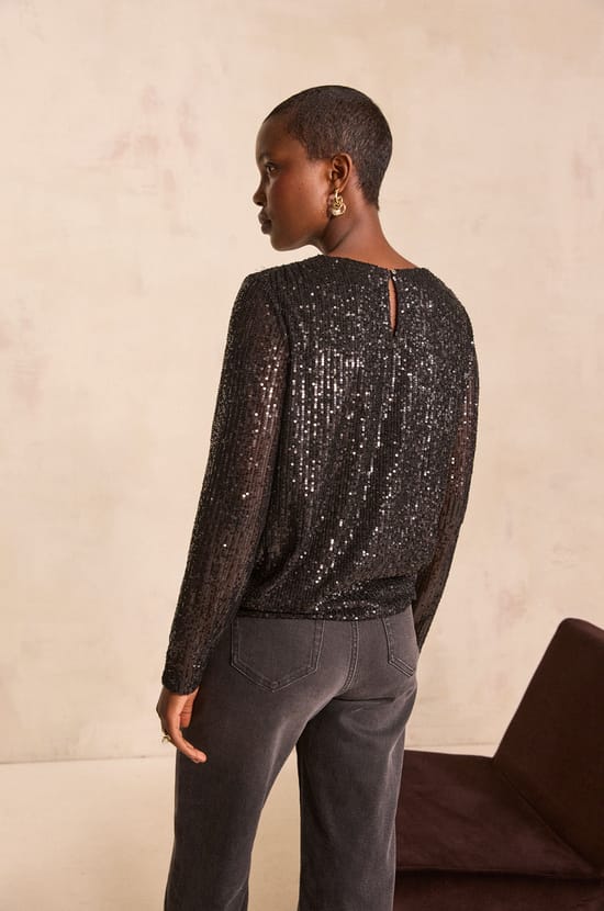 THEA glitter sequined T-shirt;${refinementColor}