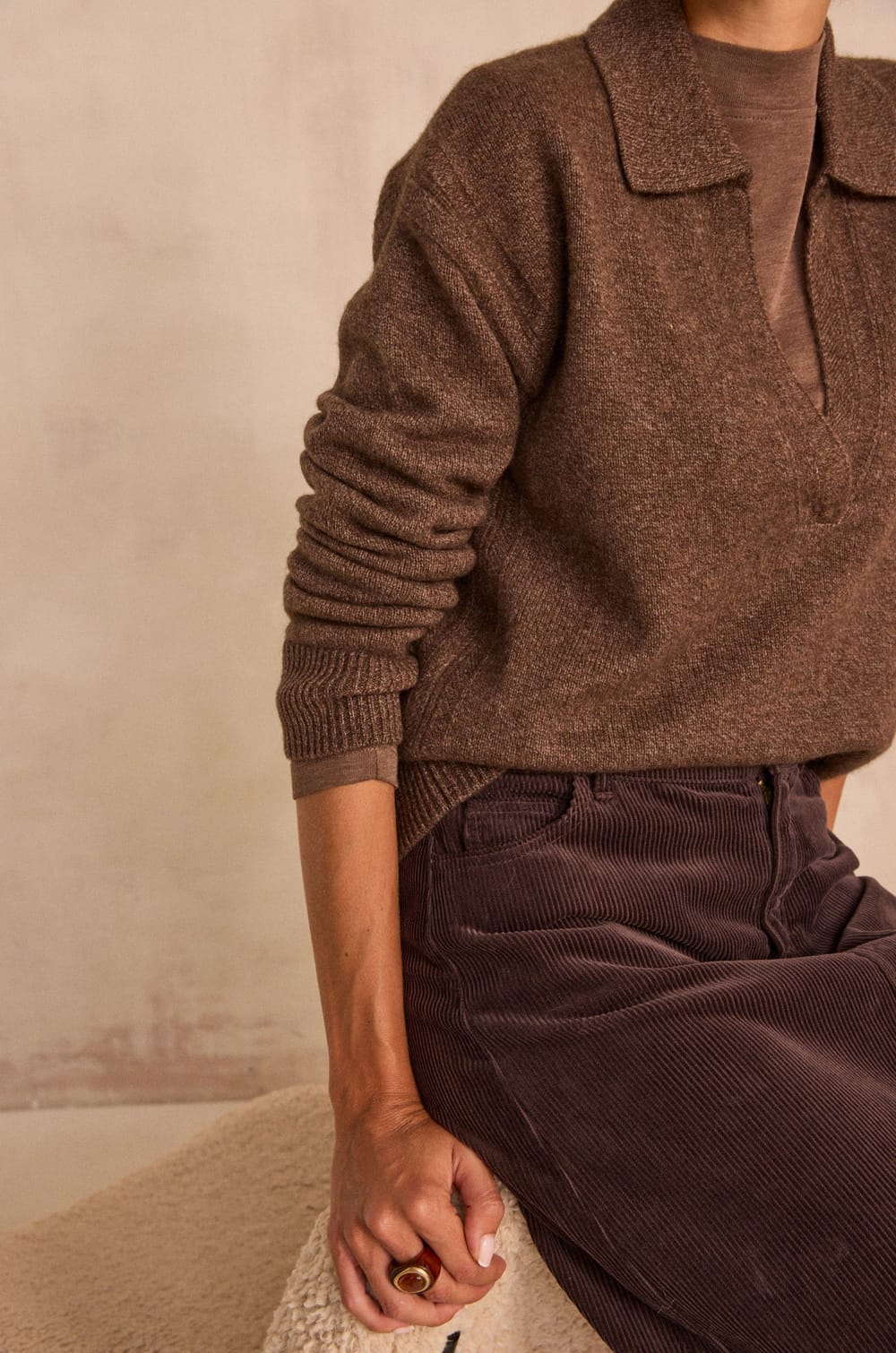 Long sleeve pull in mixed wool and yak ANDY;${refinementColor}