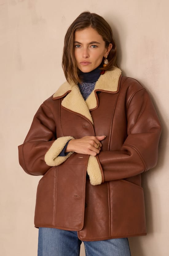 DEBBIE leather coat;${refinementColor}