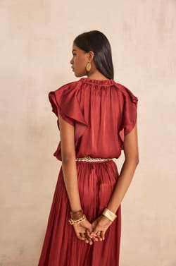 SCARLETT satin sleeveless blouse;${refinementColor}