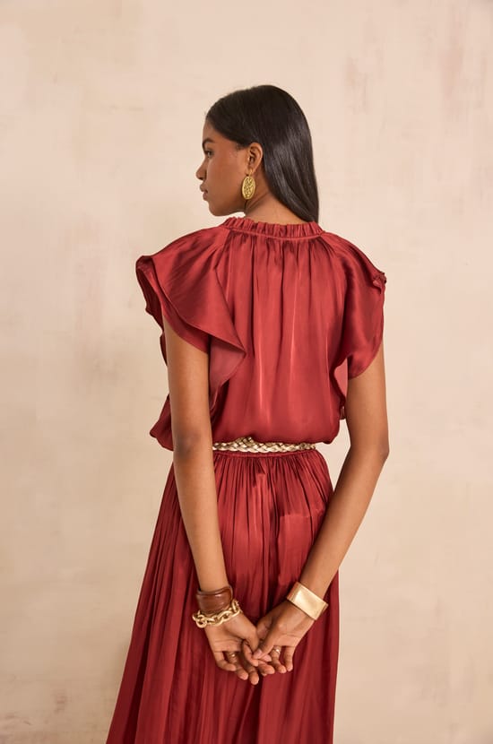 SCARLETT satin sleeveless blouse;${refinementColor}