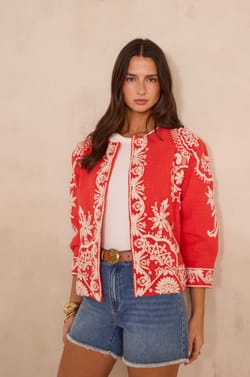 VALMA long sleeve embroidered cotton jacket;${refinementColor}