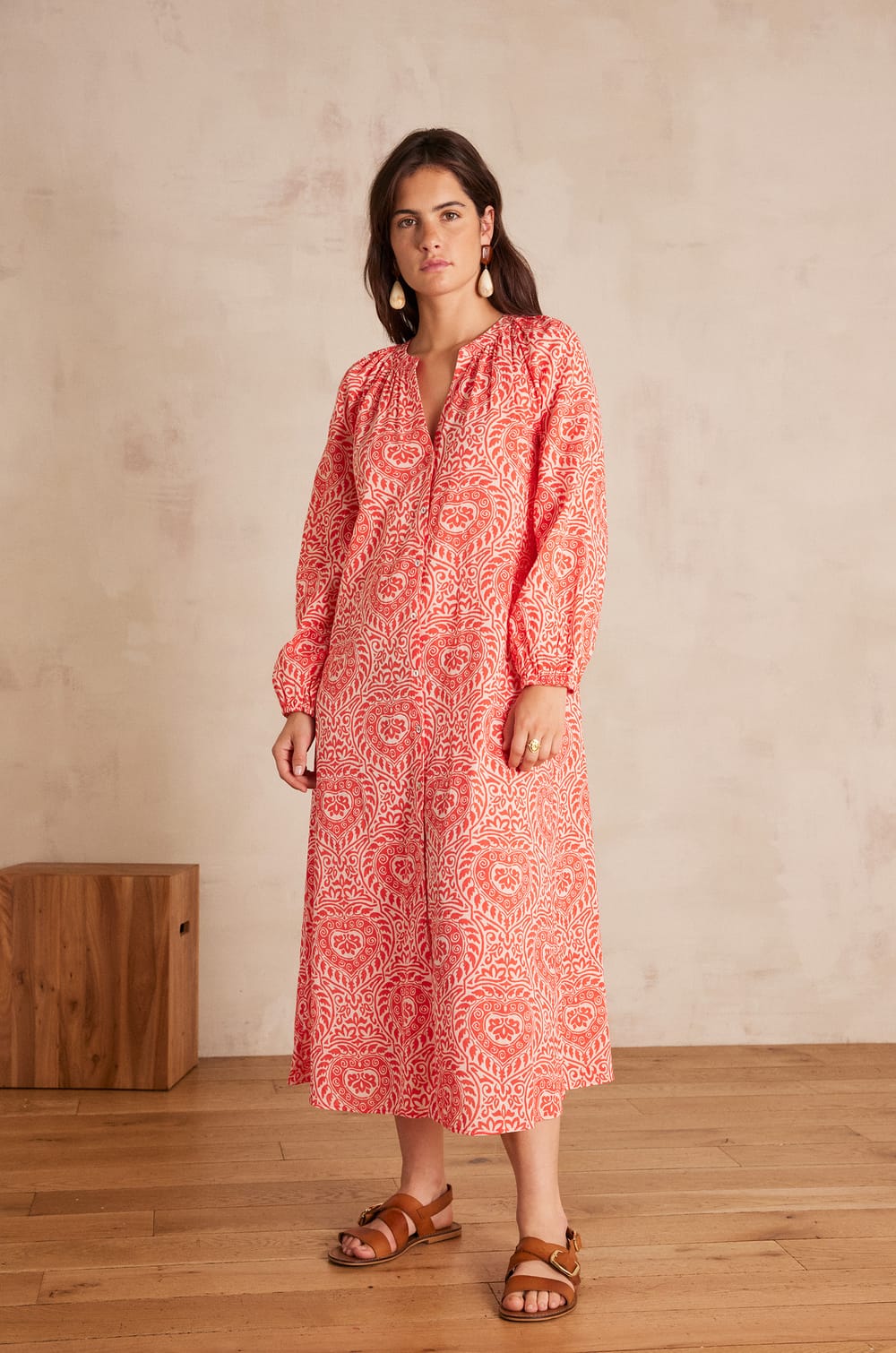 Vestido largo ROMANA de algod&oacute;n;${refinementColor}