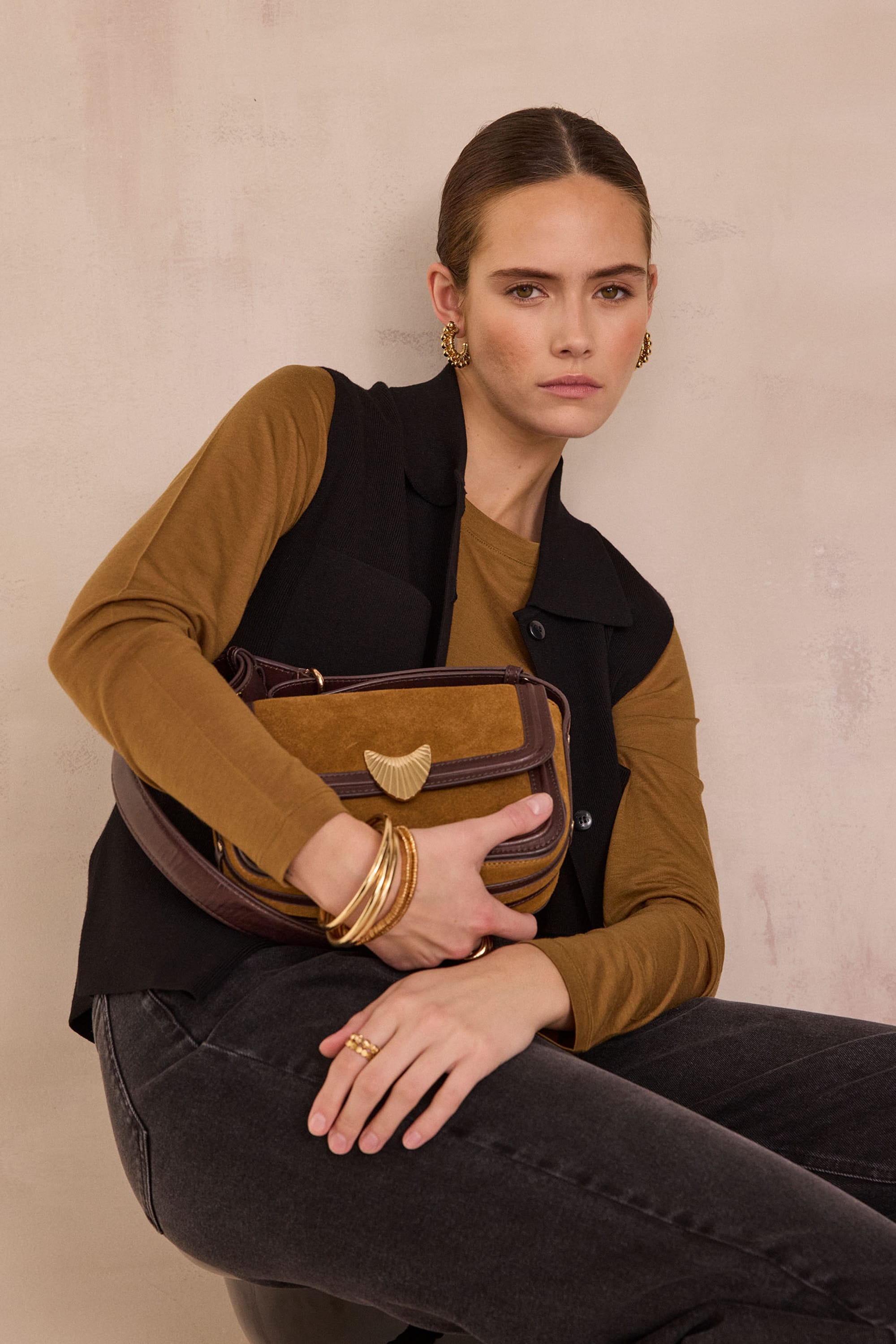 LEONARD MINI leather bag woman | BEIGE | Maison 123