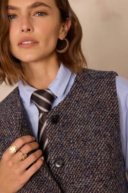 PHARELL sleeveless waistcoat in tweed wool;${refinementColor}