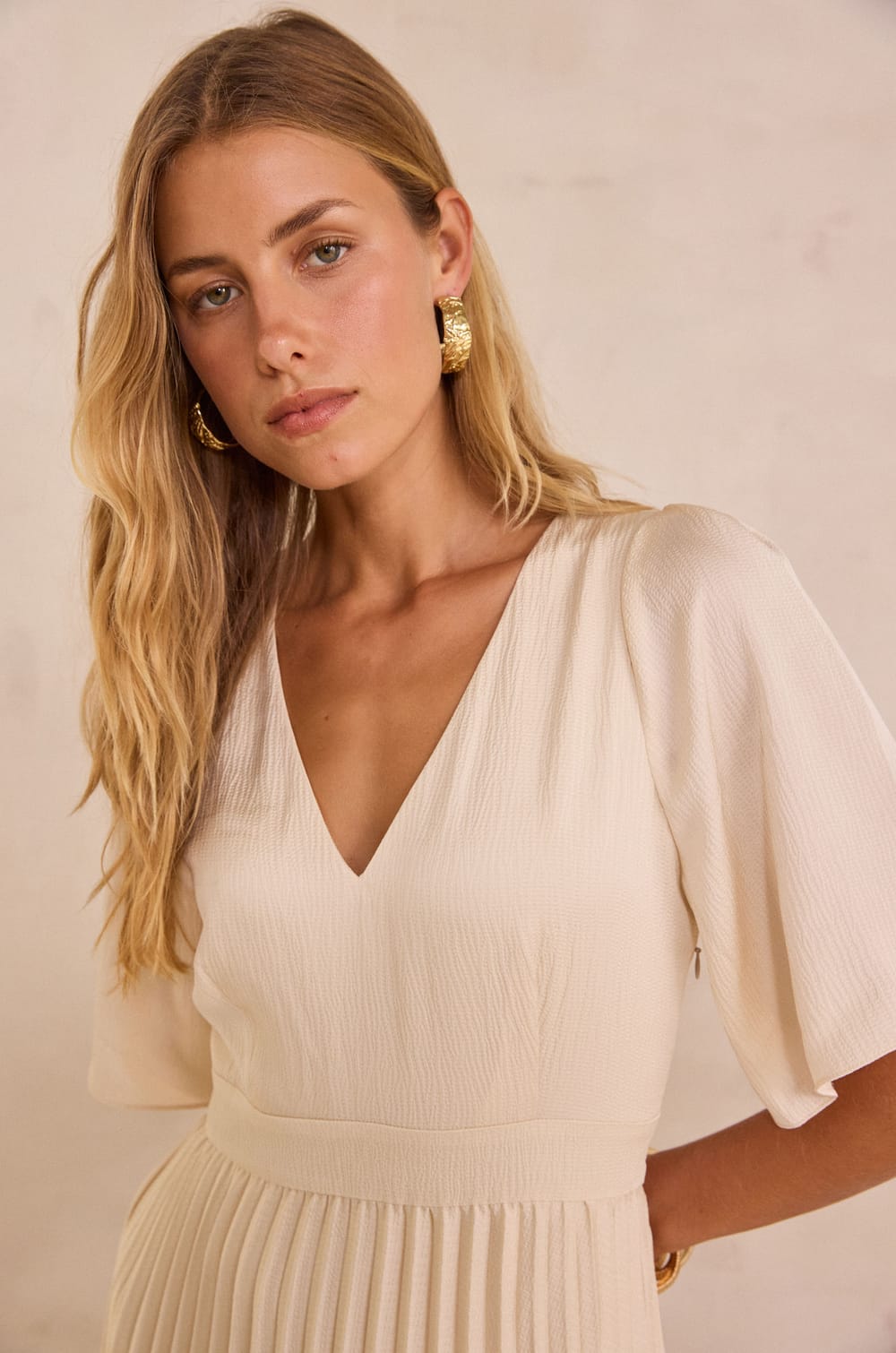 BILLIE pleated long dress;${refinementColor}