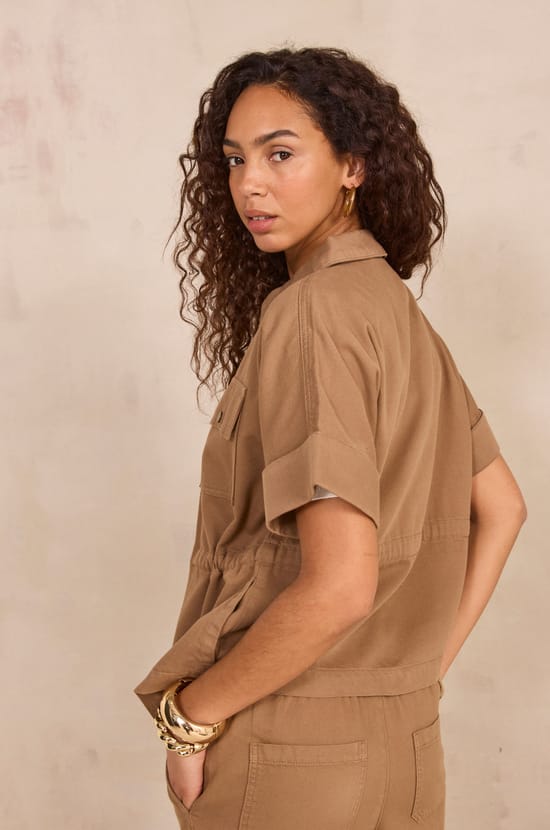 Short-sleeved cotton jacket VITA;${refinementColor}