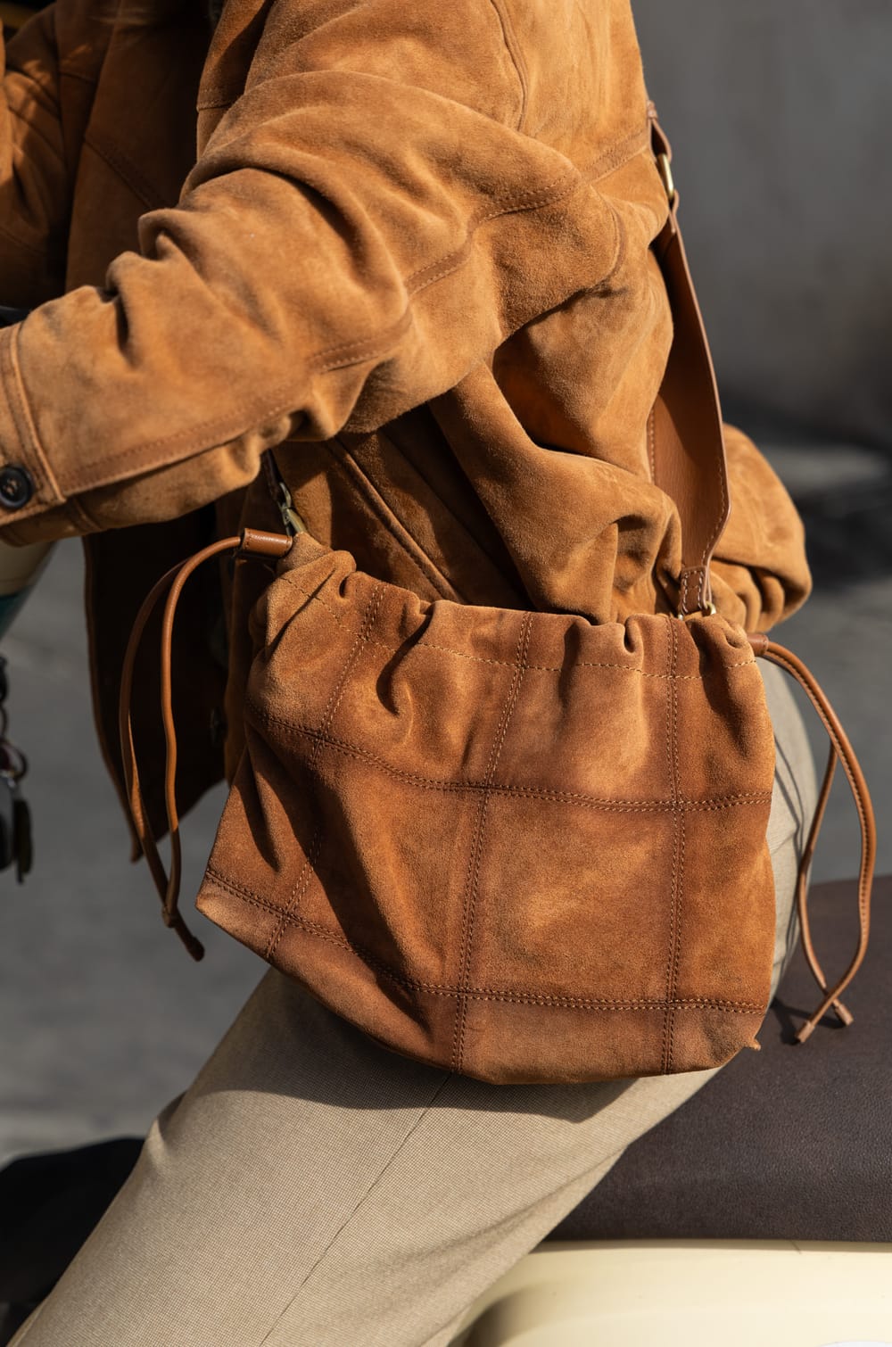 Suede leather pouch Maison 123 x Marine Vignes NINA;${refinementColor}