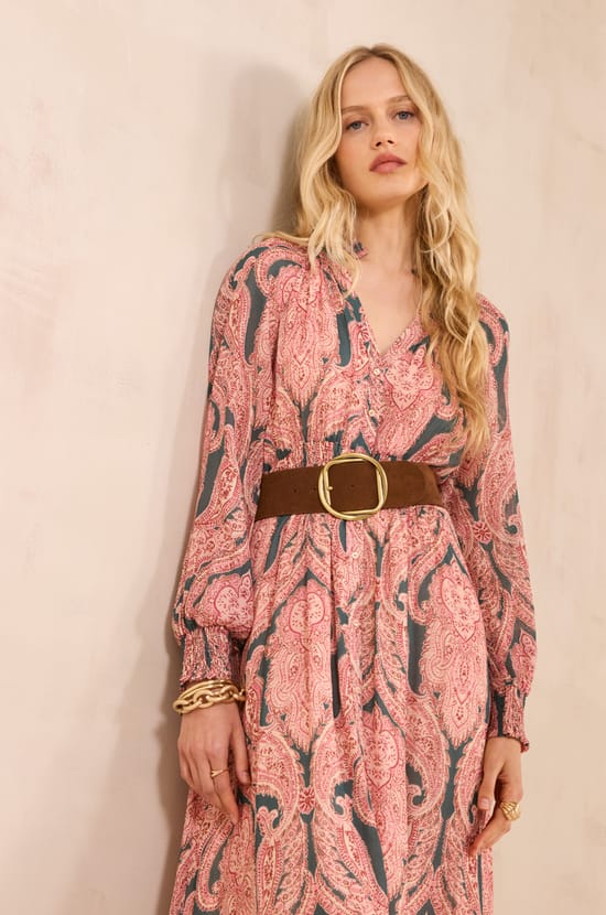 Flowing printed dress PASTEL;${refinementColor}