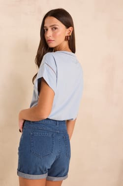 Short-sleeve cotton T-shirt LOUISE;${refinementColor}