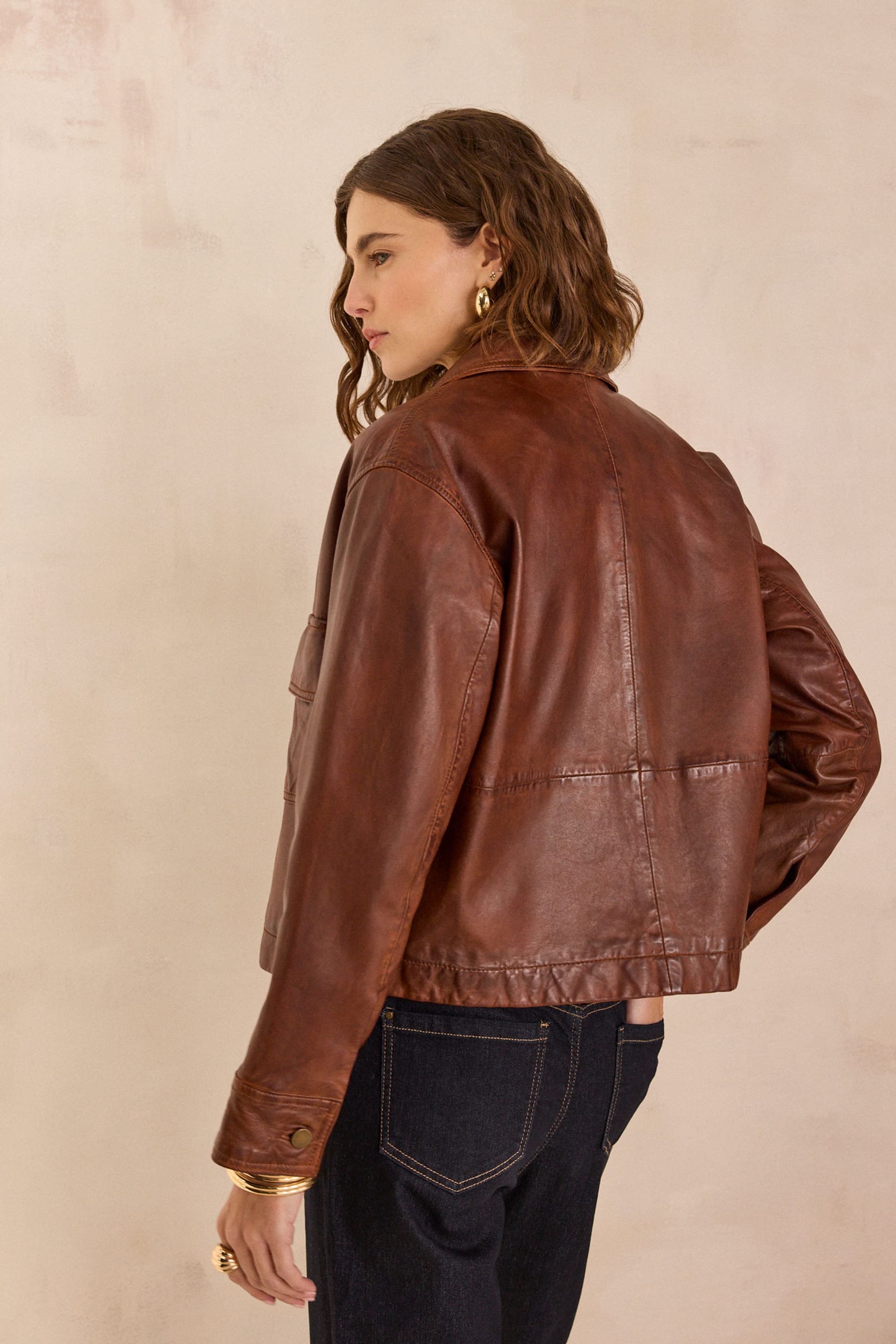 COCO leather jacket woman | CINNAMON | Maison 123