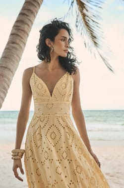 Embroidered cotton strap dress BERYLE;${refinementColor}