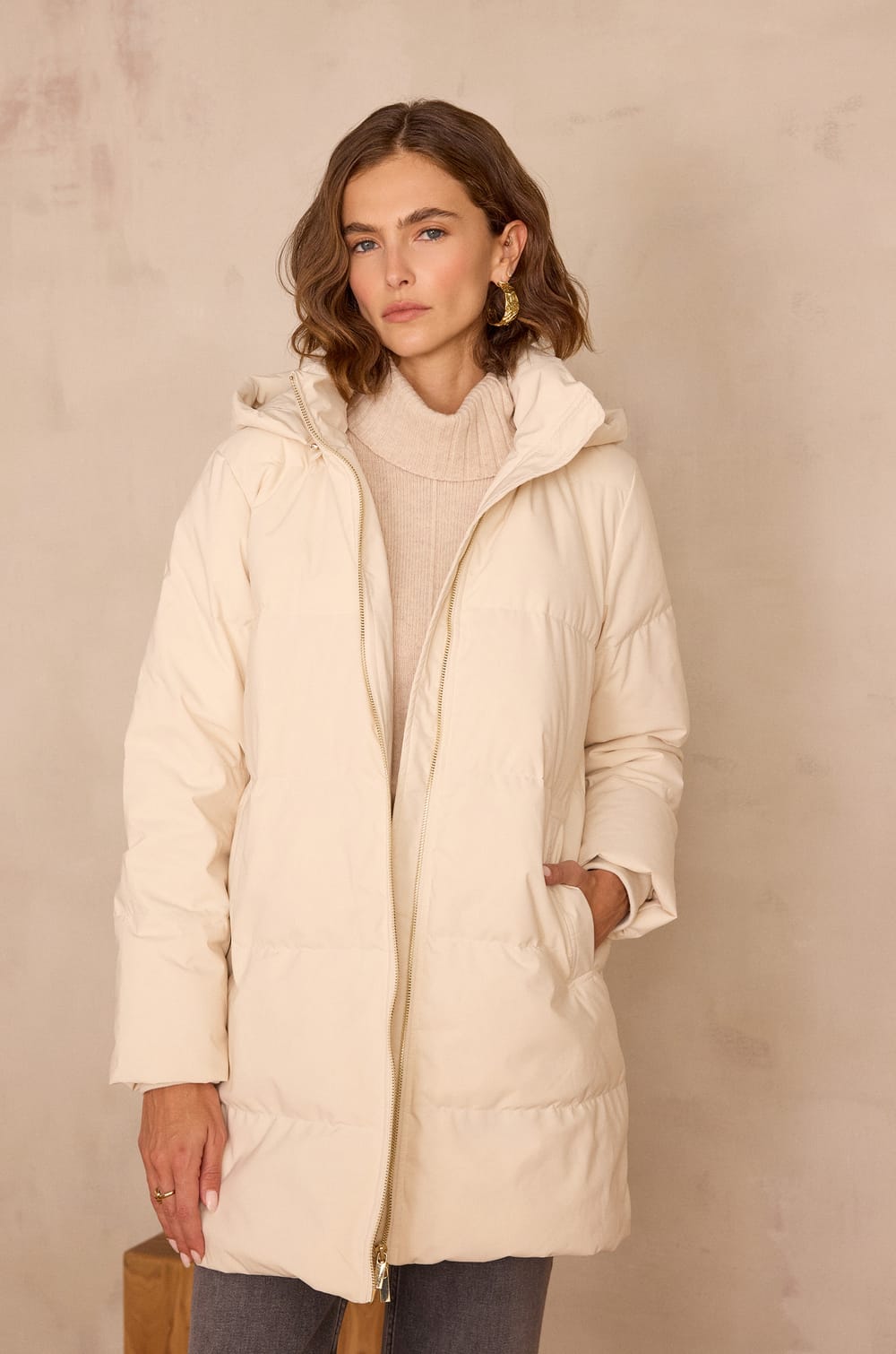 DINA mid-length puffer jacket;${refinementColor}