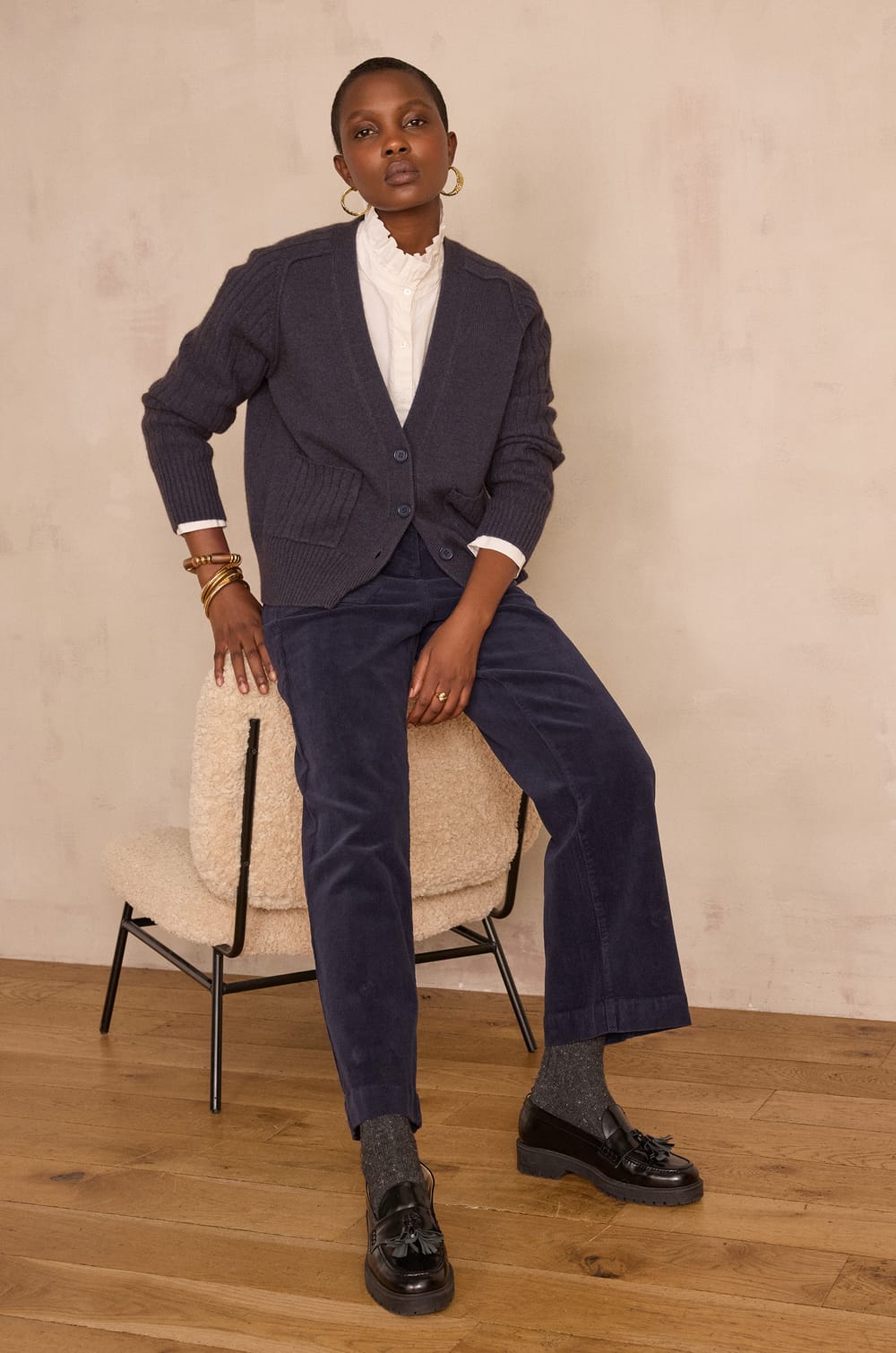 SELYNA corduroy chino trousers;${refinementColor}