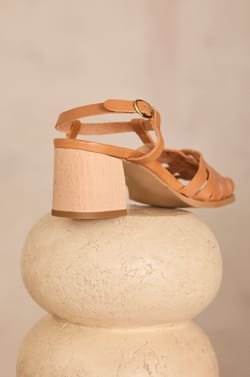 SULLY 100% leather heeled sandals;${refinementColor}