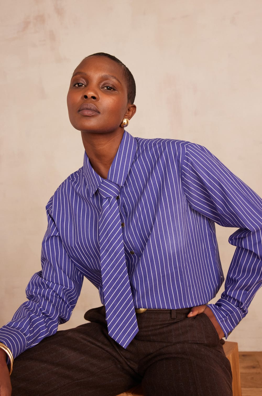 SALVADOR striped cotton Shirt;${refinementColor}