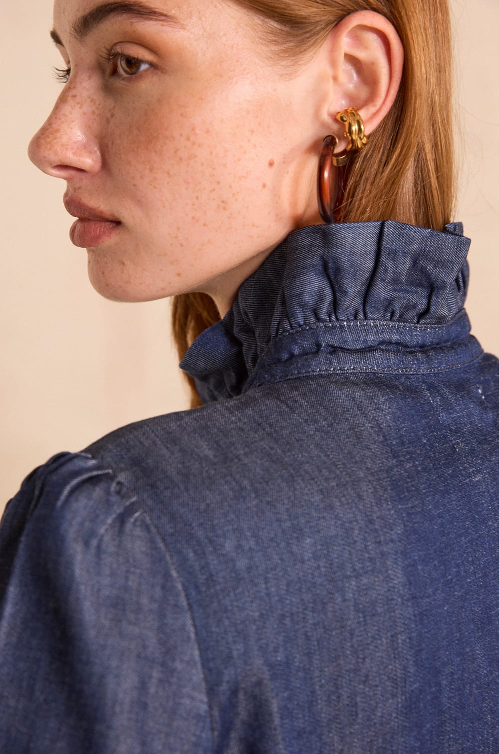 Long Sleeve Denim Blouse MILAN;${refinementColor}