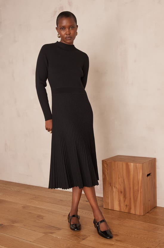 MARTIKA pleated knit Dress;${refinementColor}