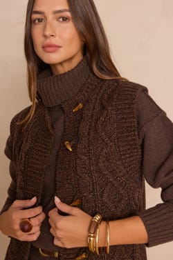BARNEY sleeveless cable-knit wool gilet;${refinementColor}