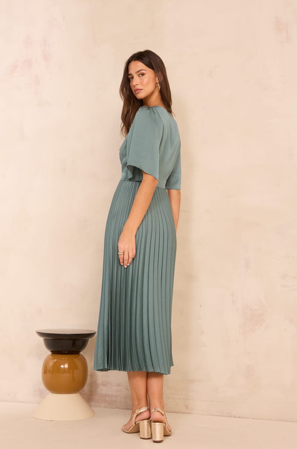 BILLIE long pleated dress;${refinementColor}