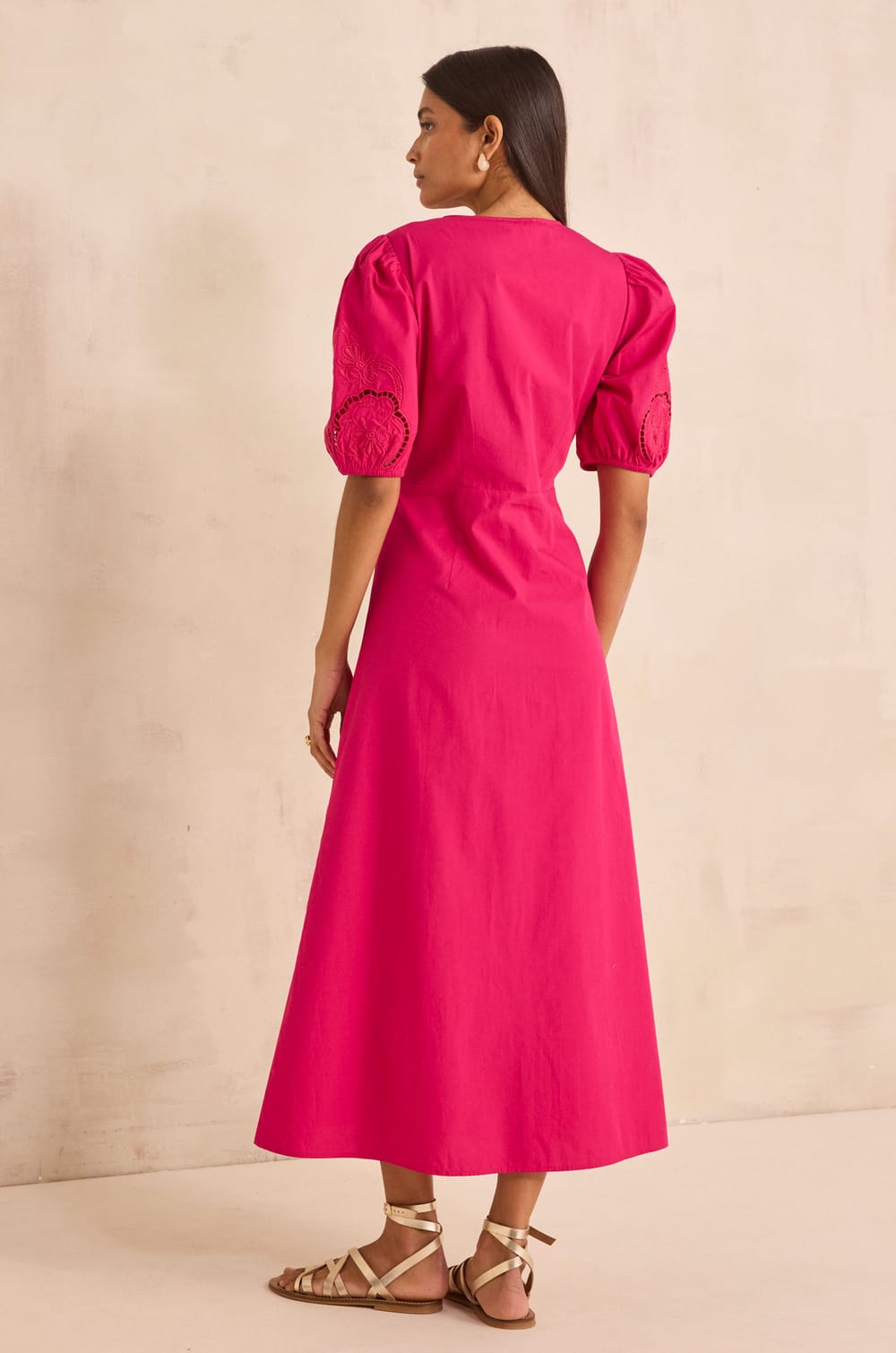 Long straight cotton dress LAURENE;${refinementColor}
