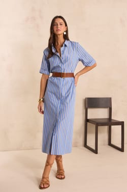 Striped cotton trapeze dress PALMA;${refinementColor}