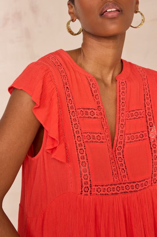 Sleeveless flowy short dress BAYA;${refinementColor}