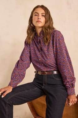 Long sleeve cotton blouse MANUELLA;${refinementColor}