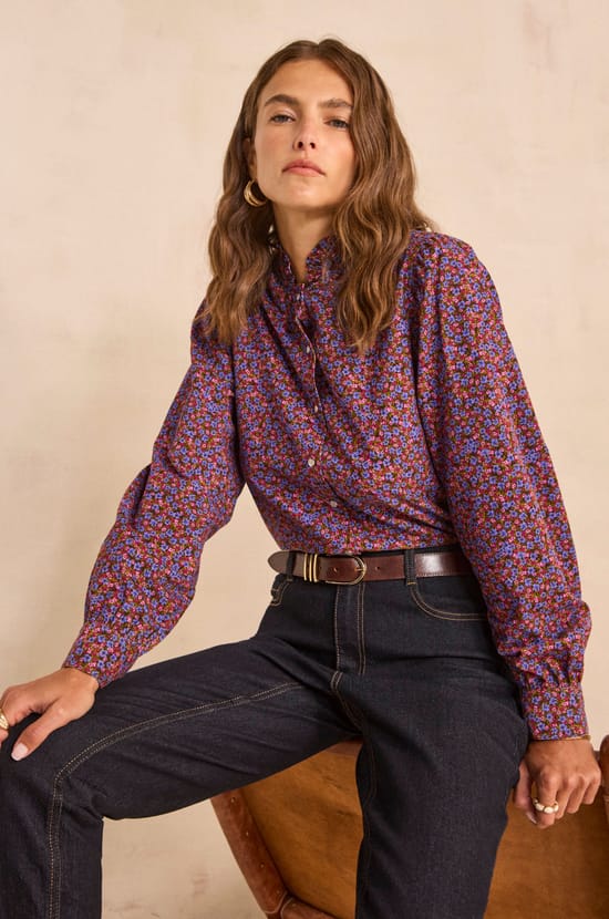 Long sleeve cotton blouse MANUELLA;${refinementColor}