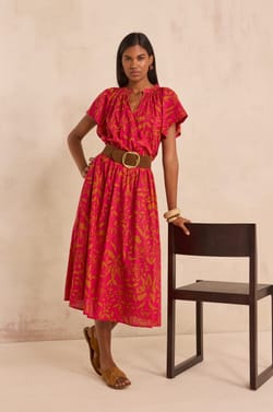 MIA short-sleeve cotton printed blouse;${refinementColor}