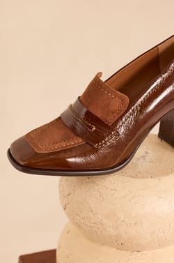 OPHELIE leather heeled loafers;${refinementColor}