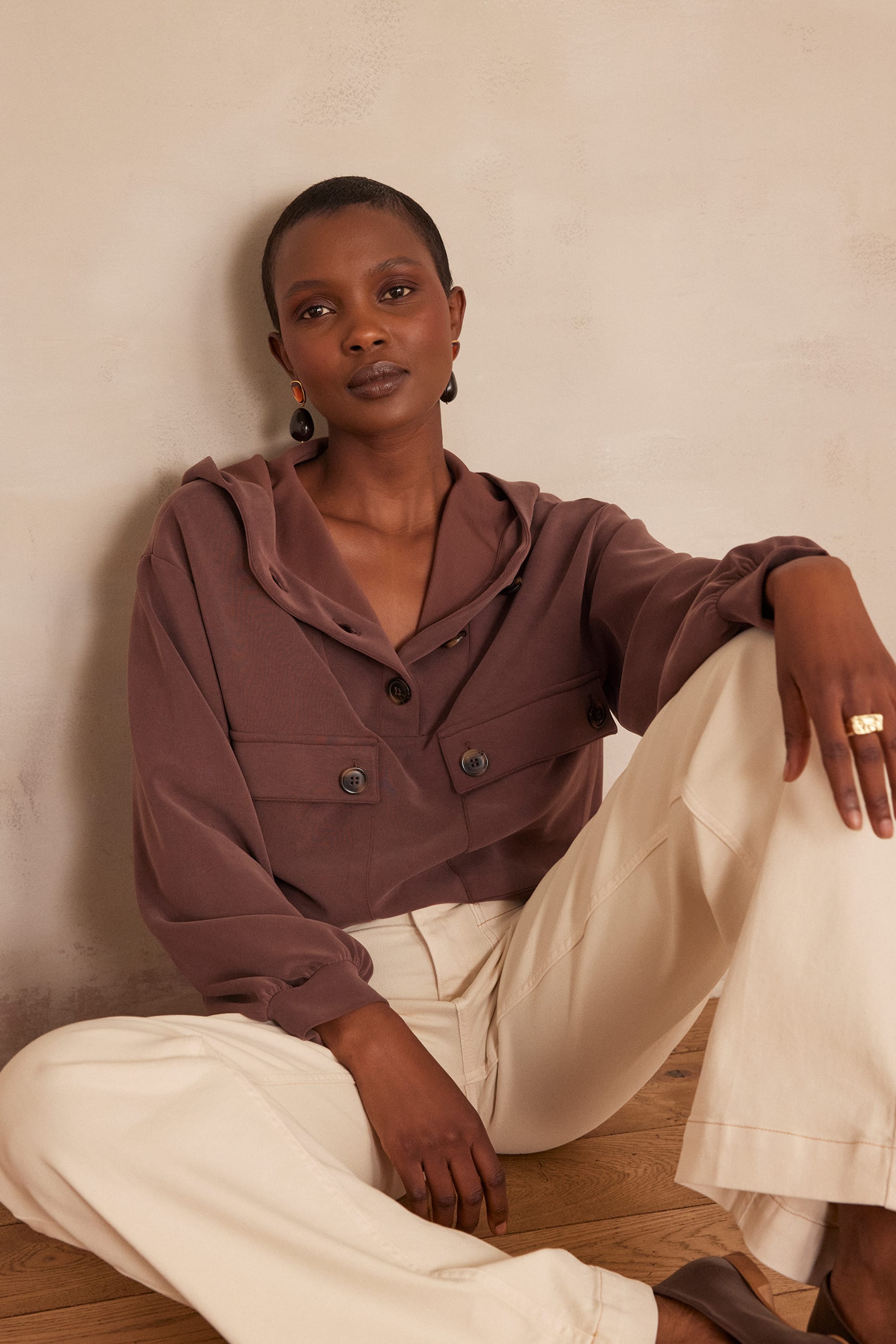 CADIX Hooded Sweatshirt woman | CHOCOLATE | Maison 123