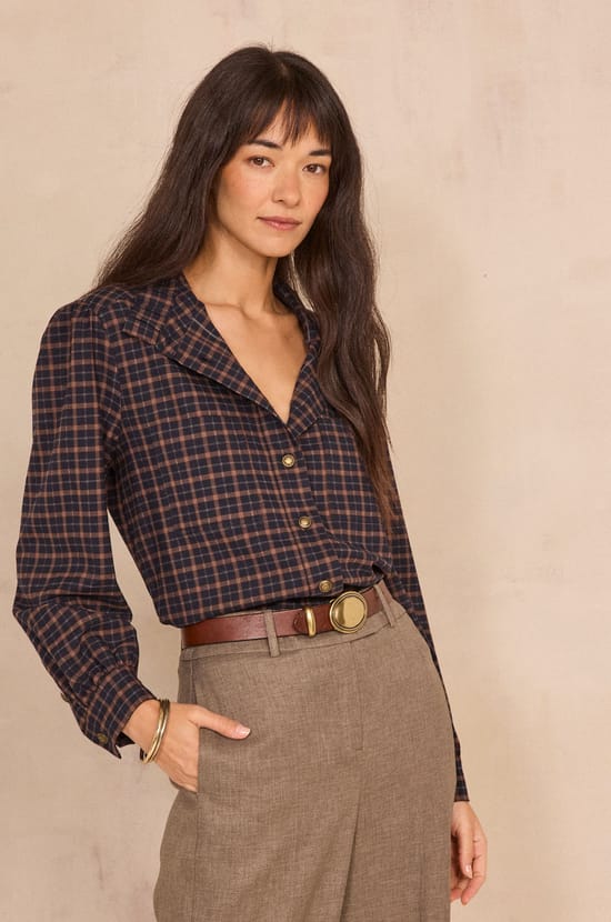 DENISE checkered blouse;${refinementColor}