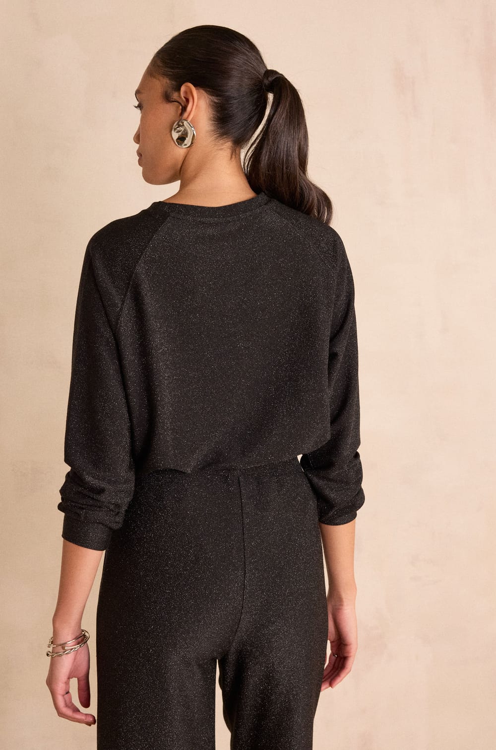 Long-sleeved sequined top FLAMME;${refinementColor}