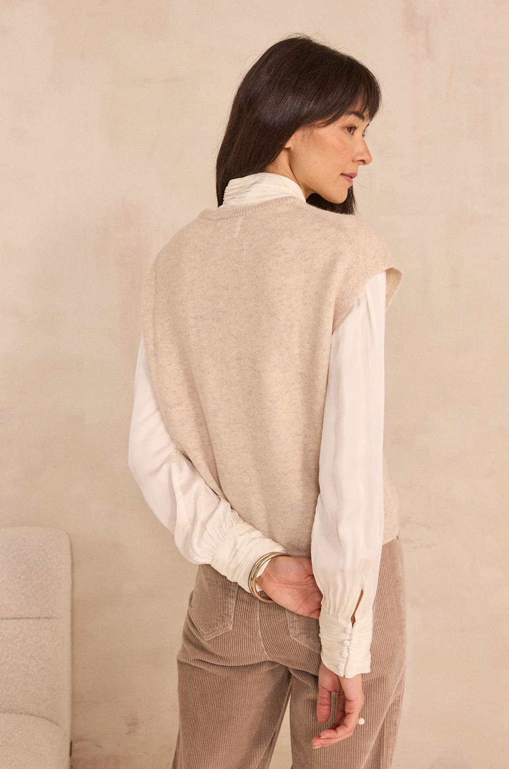 ADAM sleeveless dense knit sweater;${refinementColor}
