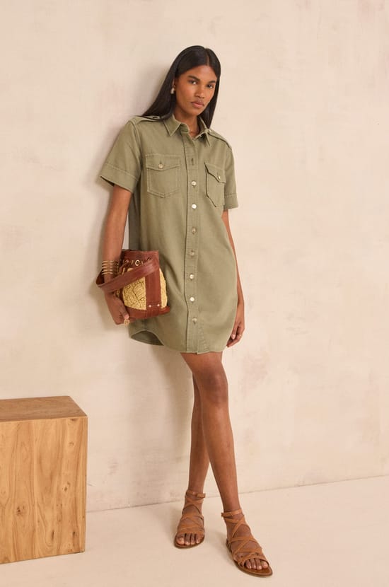 Robe courte droite en coton BETSY;${refinementColor}