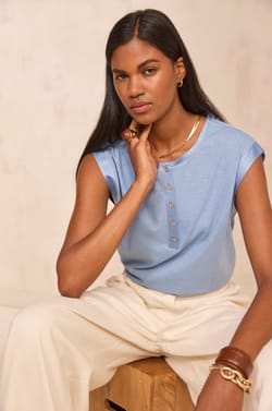 Terence cotton sleeveless T-shirt;${refinementColor}