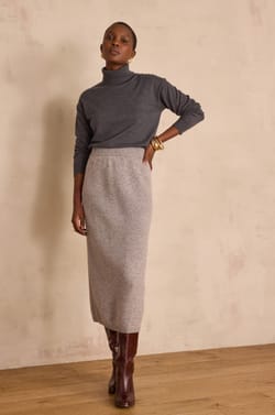 Jupe droite CALINE en laine;${refinementColor}