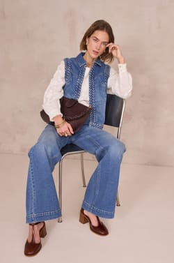 Floral embroidery blouse in 100% cotton DEBBY;${refinementColor}