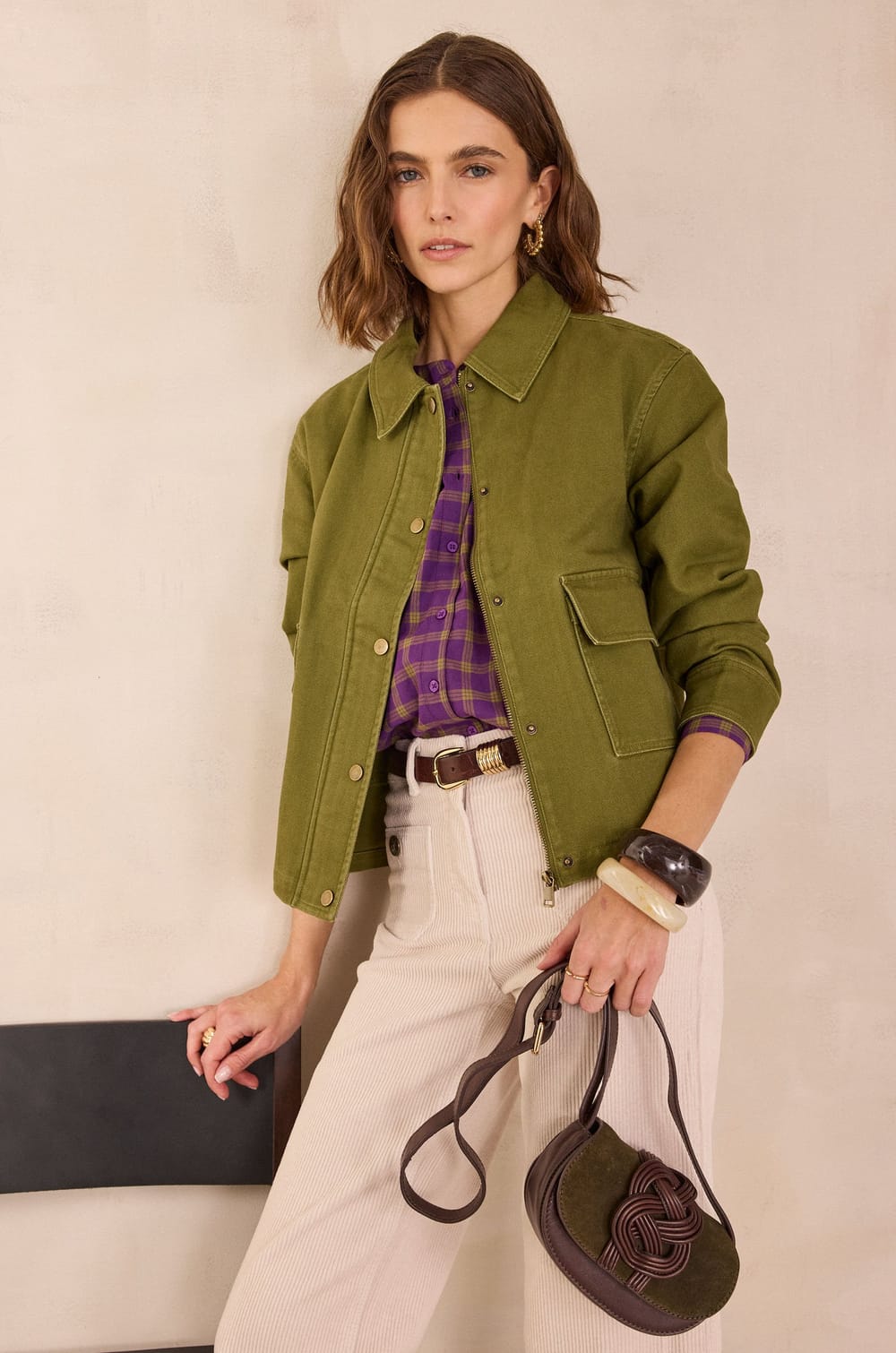 Blouse &agrave; carreaux en 100% coton DONATELLA;${refinementColor}