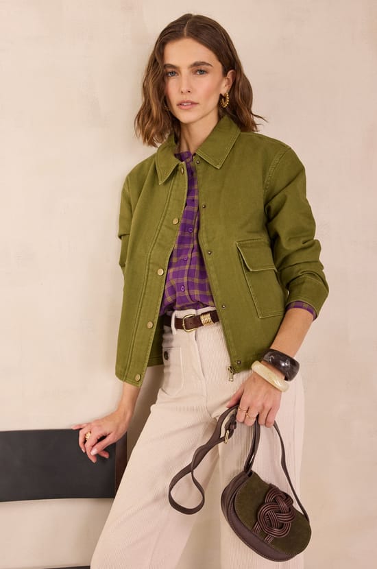 Blouse &agrave; carreaux en 100% coton DONATELLA;${refinementColor}