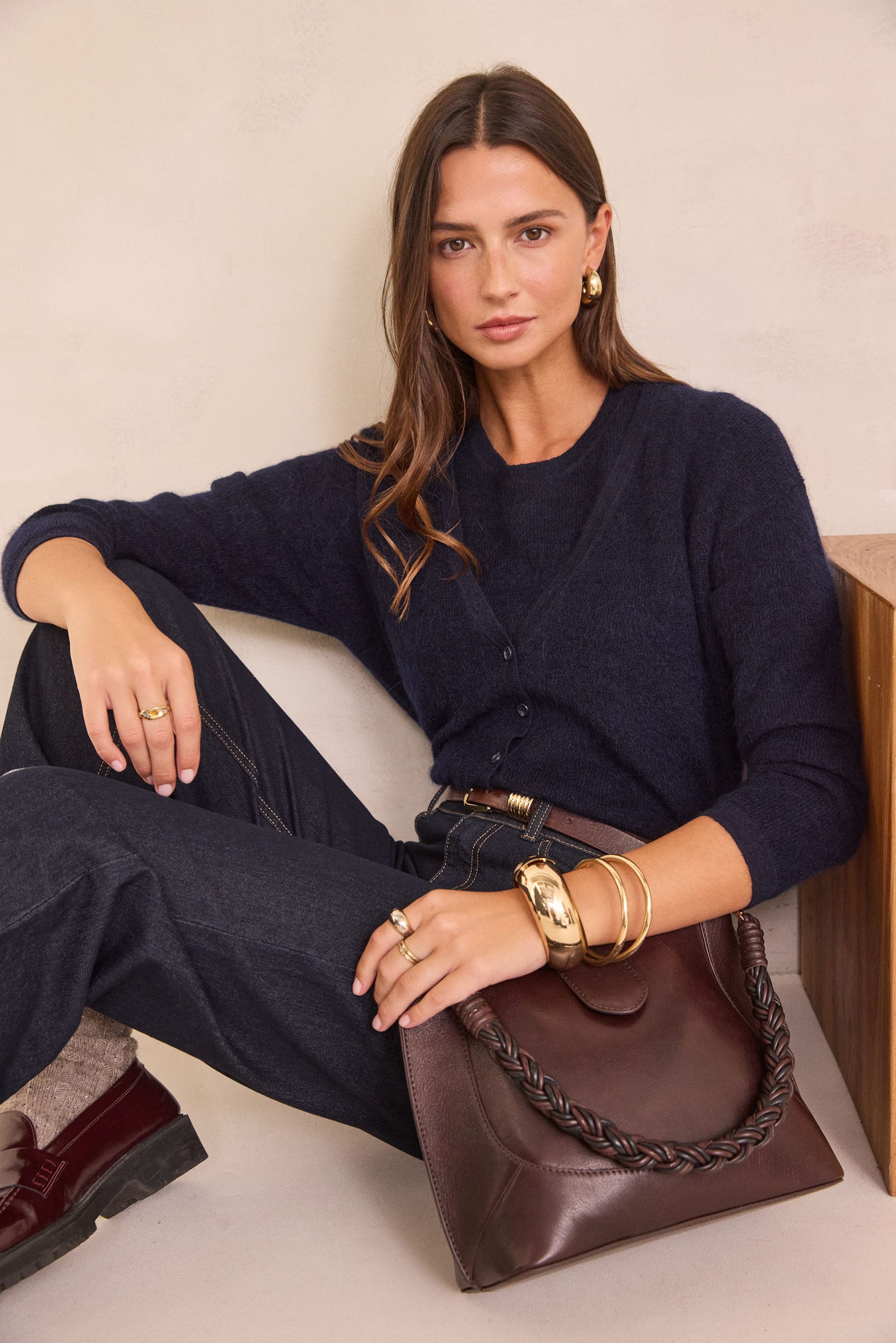 Short-sleeved mohair and wool jumper PAOLO BIS woman | NAVY