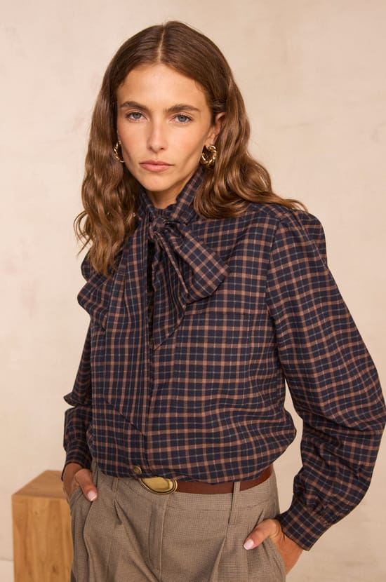 DENISE checkered blouse;${refinementColor}